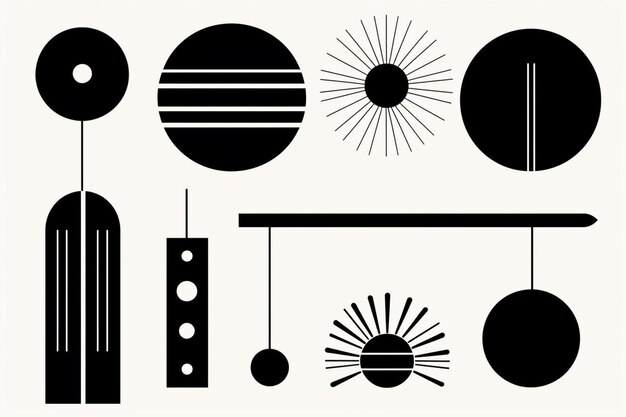 Les formes géométriques brutales symbolisent des éléments et des formes simples et primitives Bauhaus design rétro à la mode