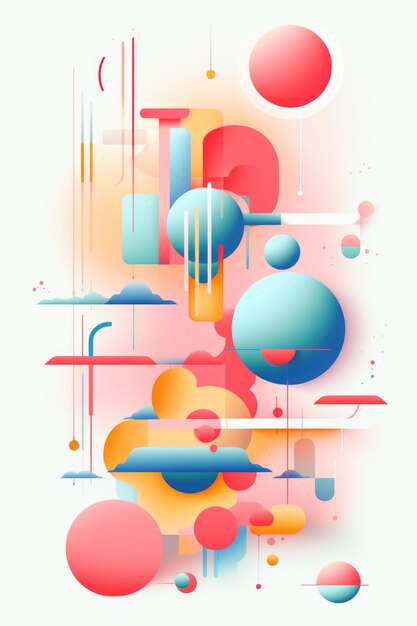 Formes géométriques colorées abstraites pour l'art mural Generative AI