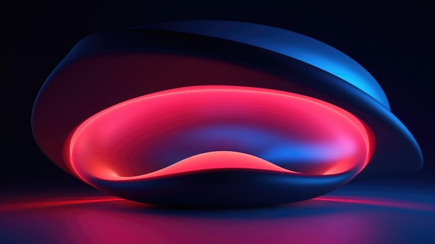 Formes géométriques de couleur néon brillant sur fond sombre Fond futuriste minimaliste
