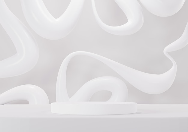 Formes géométriques de rendu 3d Présentoir de podium vierge en couleur marbre blanc Piédestal minimaliste ou scène de vitrine pour le produit actuel et la maquette Abstrait pour la publicité cosmétique