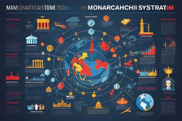 Photo formes de modèle d'infographie vectorielle du gouvernement monarchisme et totalitarisme poster de systèmes politiques