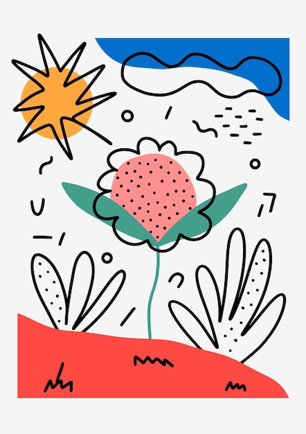 Formes modernes florales uniques dessinées à la main
