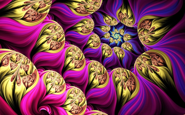 Formes et motifs fractals abstraits Formes naturelles fluides dynamiques Fleurs et spirales