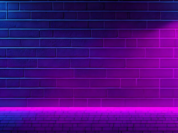 Formes de néon sur un mur de briques sombres éclairage ultraviolet mur de briques sol en béton illustration 3d