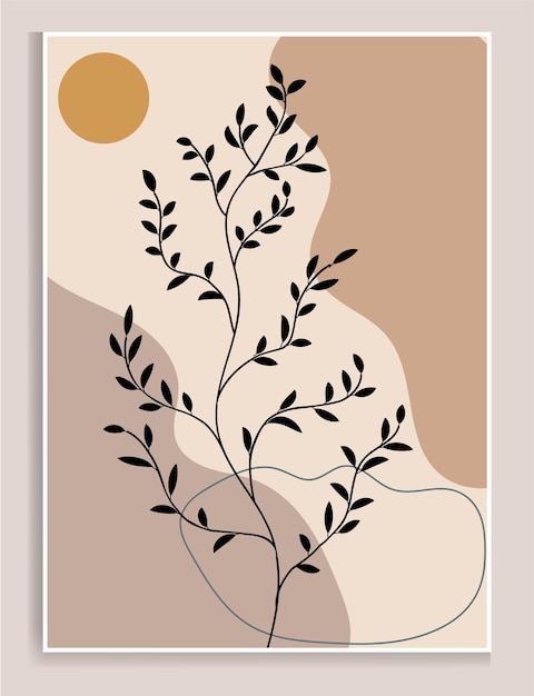 Des formes organiques abstraites, des motifs floraux minimaux, des arrière-plans vectoriels à la mode sur les murs.