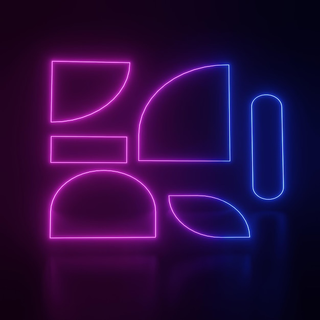 Formes rectangulaires Neon Glowing 3D Illustration image