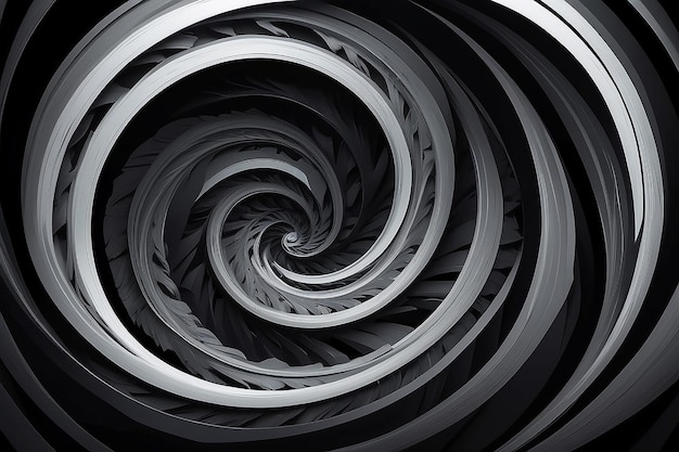 Des formes sombres et abstraites de spirales, de tourbillons et de vortex.