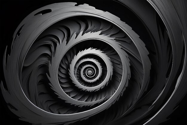 Des formes sombres et abstraites de spirales, de tourbillons et de vortex.