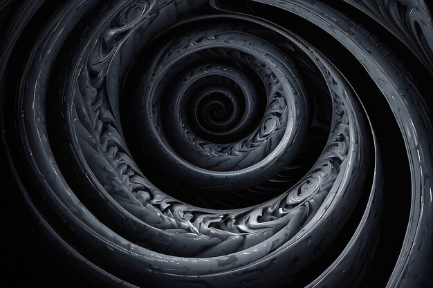 Des formes sombres et abstraites de spirales, de tourbillons et de vortex.