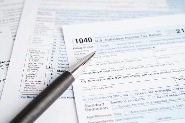 Formulaire fiscal 1040 Déclaration de revenus des particuliers américains concept de financement d'entreprise
