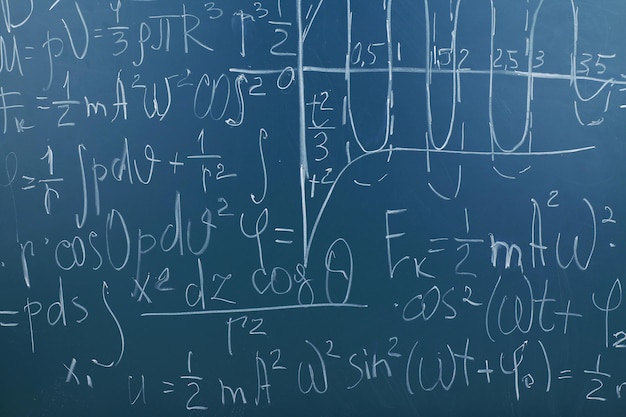 Photo formules mathématiques sur fond de tableau