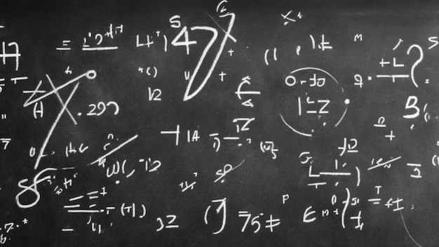 Photo des formules scientifiques sur le tableau noir