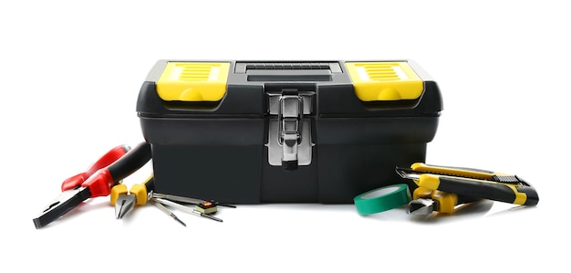 Fort avec des outils sur fond blanc