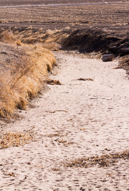 Fossé de drainage sans eau.