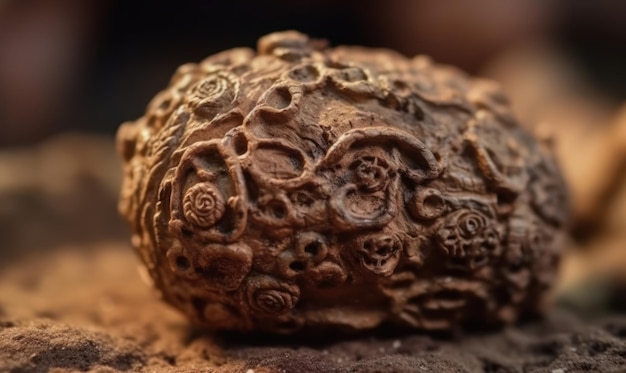 Un fossile avec un motif de fleurs dessus