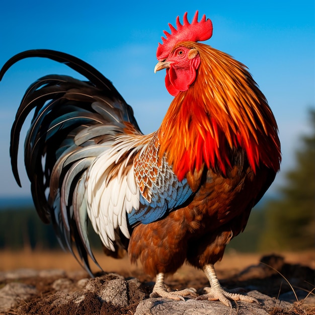 Foto precioso gallo de cuerpo entero generado por ia (photo précieux gallo de corps entier généré par ia)