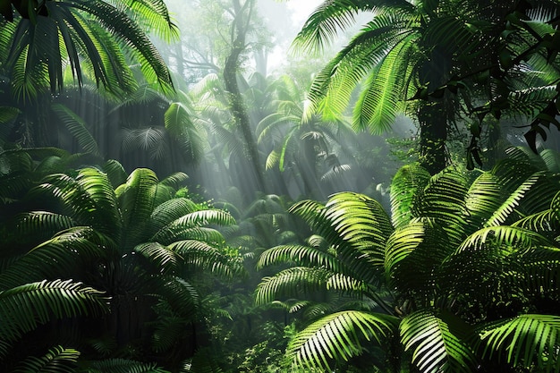Des fougères vertes dans la jungle tropicale