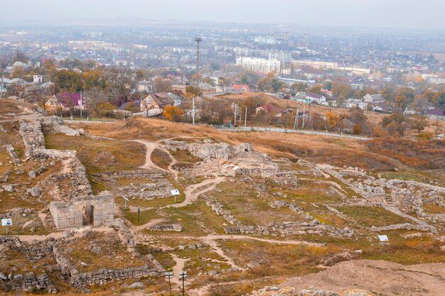 Fouilles de l'ancienne cité grecque de Panticapée. Vue du mont Mithridate à la Crimée, Kertch.