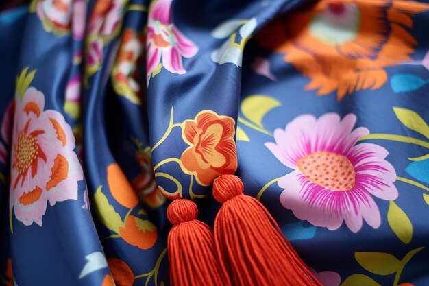 Un foulard d'élégance florale avec de beaux dessins de fleurs et des couleurs contrastées