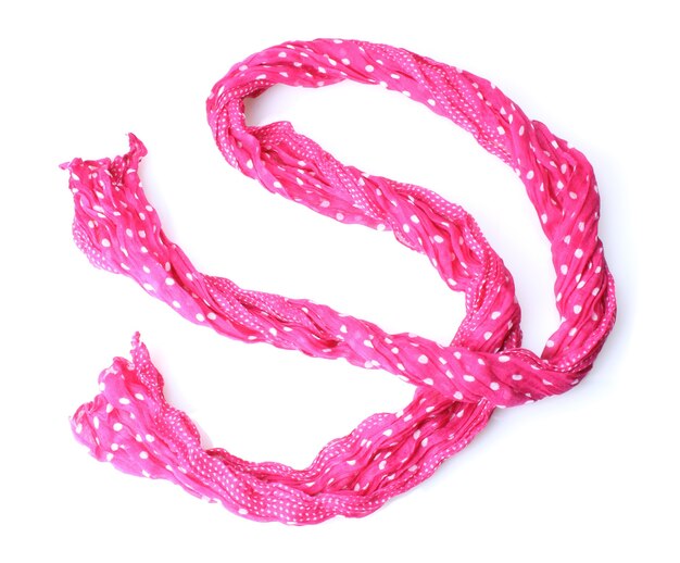 Foulard femme rose vif isolé sur blanc