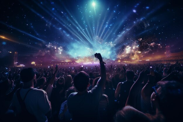 Une foule animée au festival de musique sous une nuit étoilée 00422 02