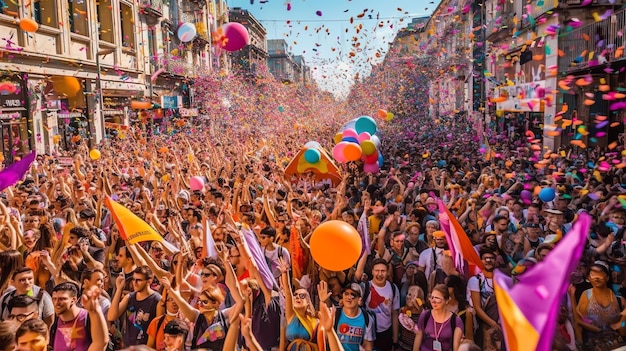 foule célébrant le jour de la fierté