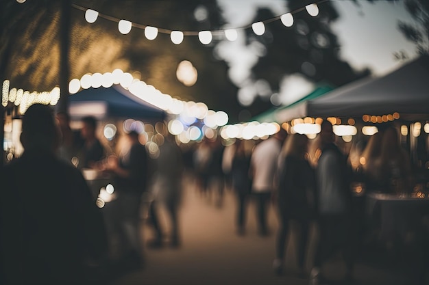 Foule colorée et animée du festival AI générative