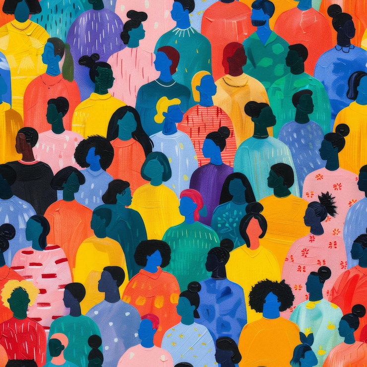 Photo une foule colorée et diversifiée art abstrait motif sans couture