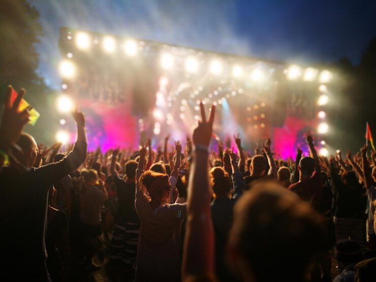 Photo la foule à un concert de musique