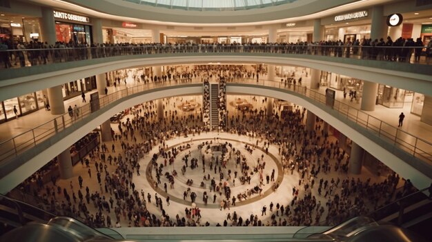 Foule dans le centre commercial IA générative