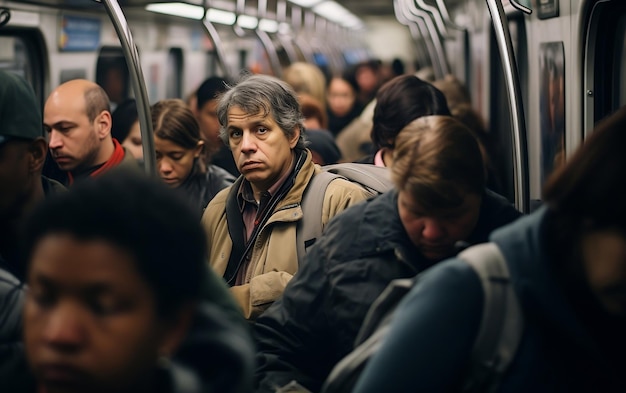 Une foule énorme dans le métro de New York