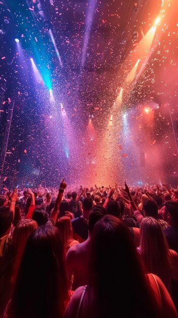 Une foule en extase lors d'un festival de musique.