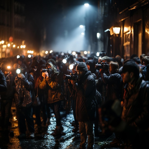 Une foule de gens brandissent des lumières et le mot je t'aime dans la rue