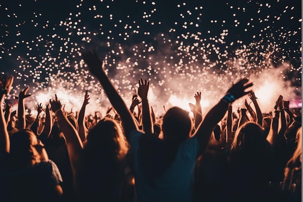 Photo une foule de gens à un concert avec les mots confetti sur le dessus