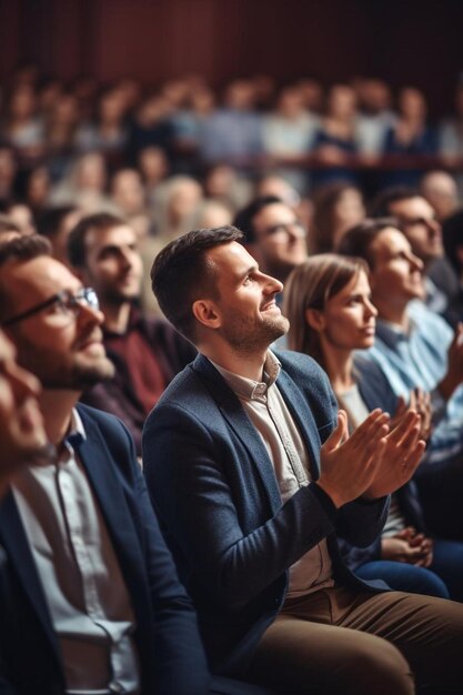 Photo une foule de gens dans une conférence avec le mot public sur le dos