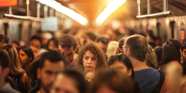 Photo une foule de gens dans le métro.