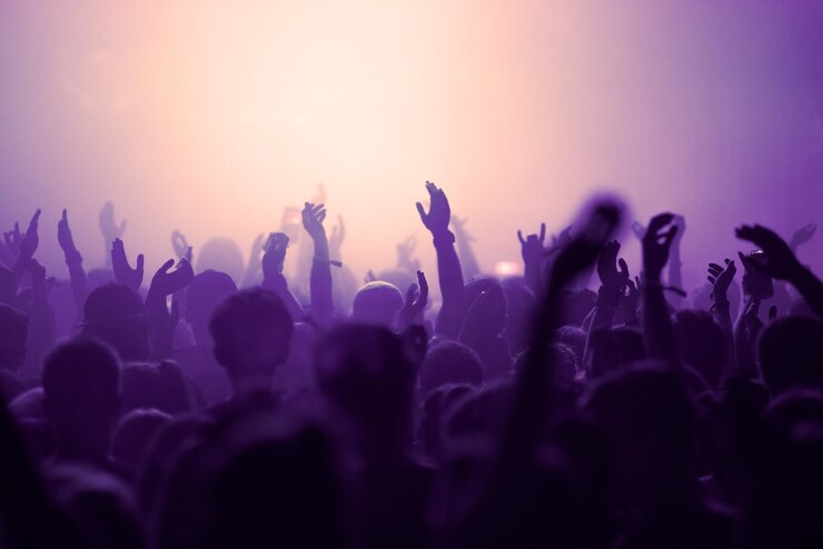 Photo une foule de gens faisant la fête lors d'un concert en direct au festival de musique