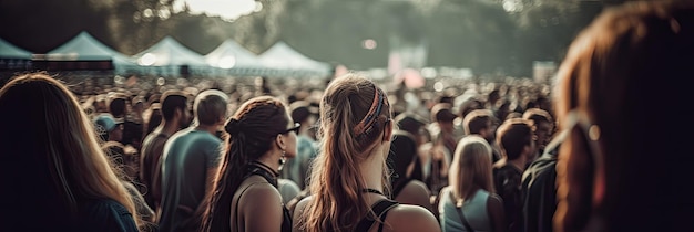 Photo foule de gens sur un festival de musique vue arrière generative ai