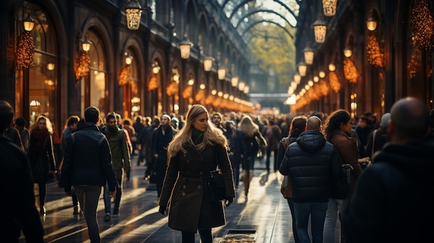 Foule de gens marchant dans la rue