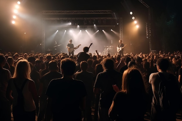 Foule de gens scène de concert Son du club Générer de l'IA