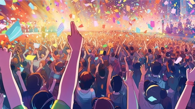 foule levant la main au public du concert de musique