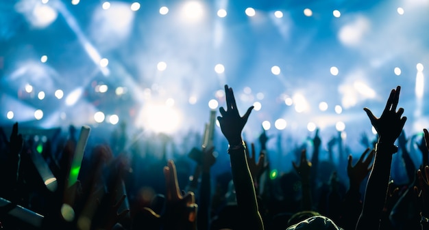 Foule en liesse lors d'un concert de rock.