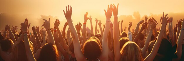 foule lors d'un festival de musique avec les mains en l'air