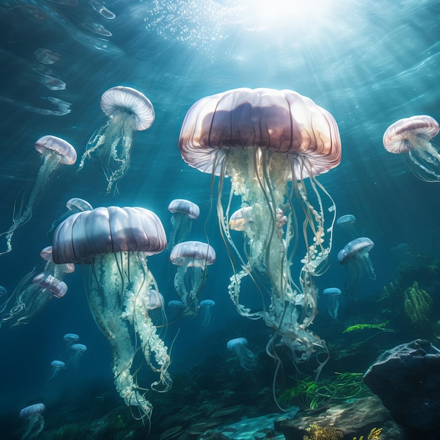 Une foule de méduses dans l'océan