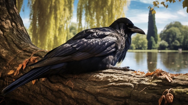 Une foule d'oiseaux assise sur des images d'arbres