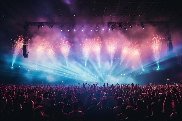 Photo une foule sur la scène d'un concert de musique