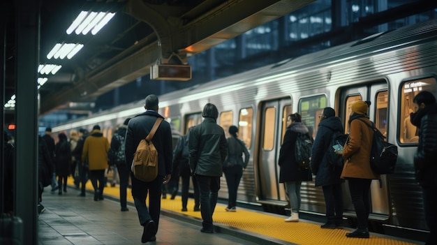 Des foules à la station de métro.