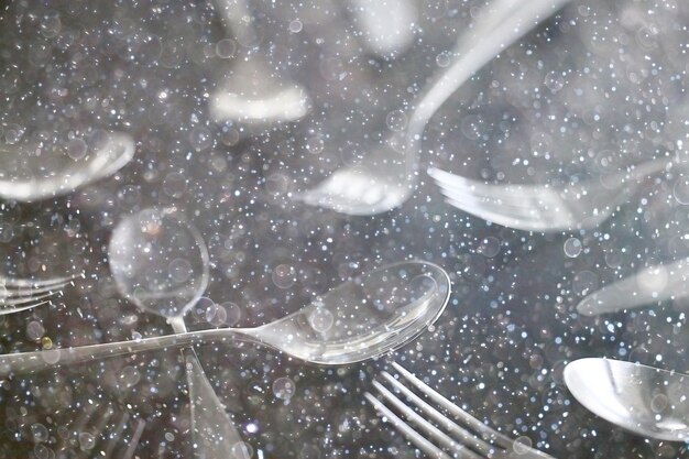 Photo fourchette cuillères couteaux fond / belle vaisselle de service
