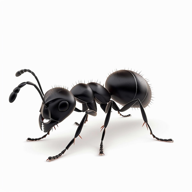 une fourmi noire avec un visage noir et le mot fourmi sur le côté