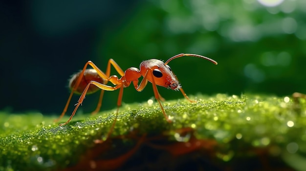 La fourmi sur le sucre blanc Belle fourmi à haut contraste